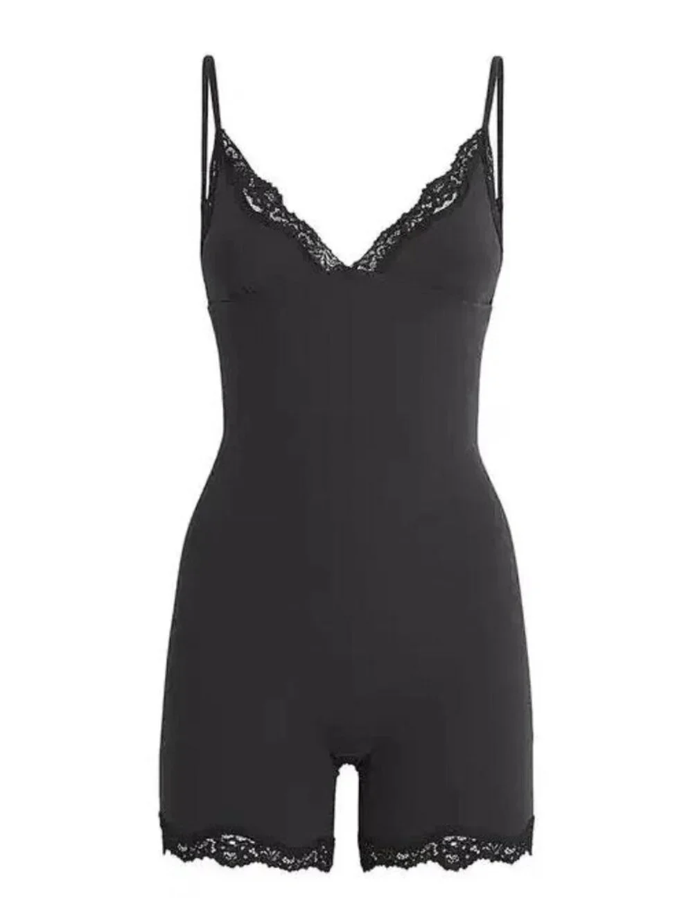 SKIMS Women's Fits Everybody Lace Triangle Onesie Size L in Onyx